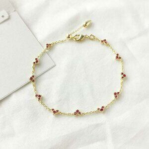 Kendra Scott Haven Heart Pink Crystal Gold Chain Bracelet